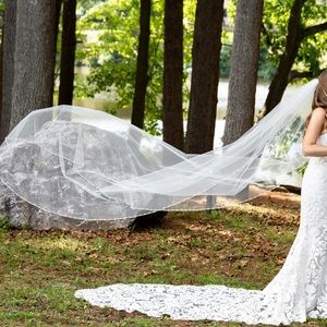 120’ veil with sparkling edge of crystals & beads